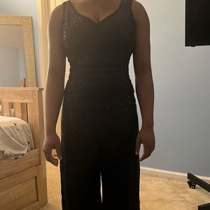 Black Sequins jumpsuit flared leg super cute
